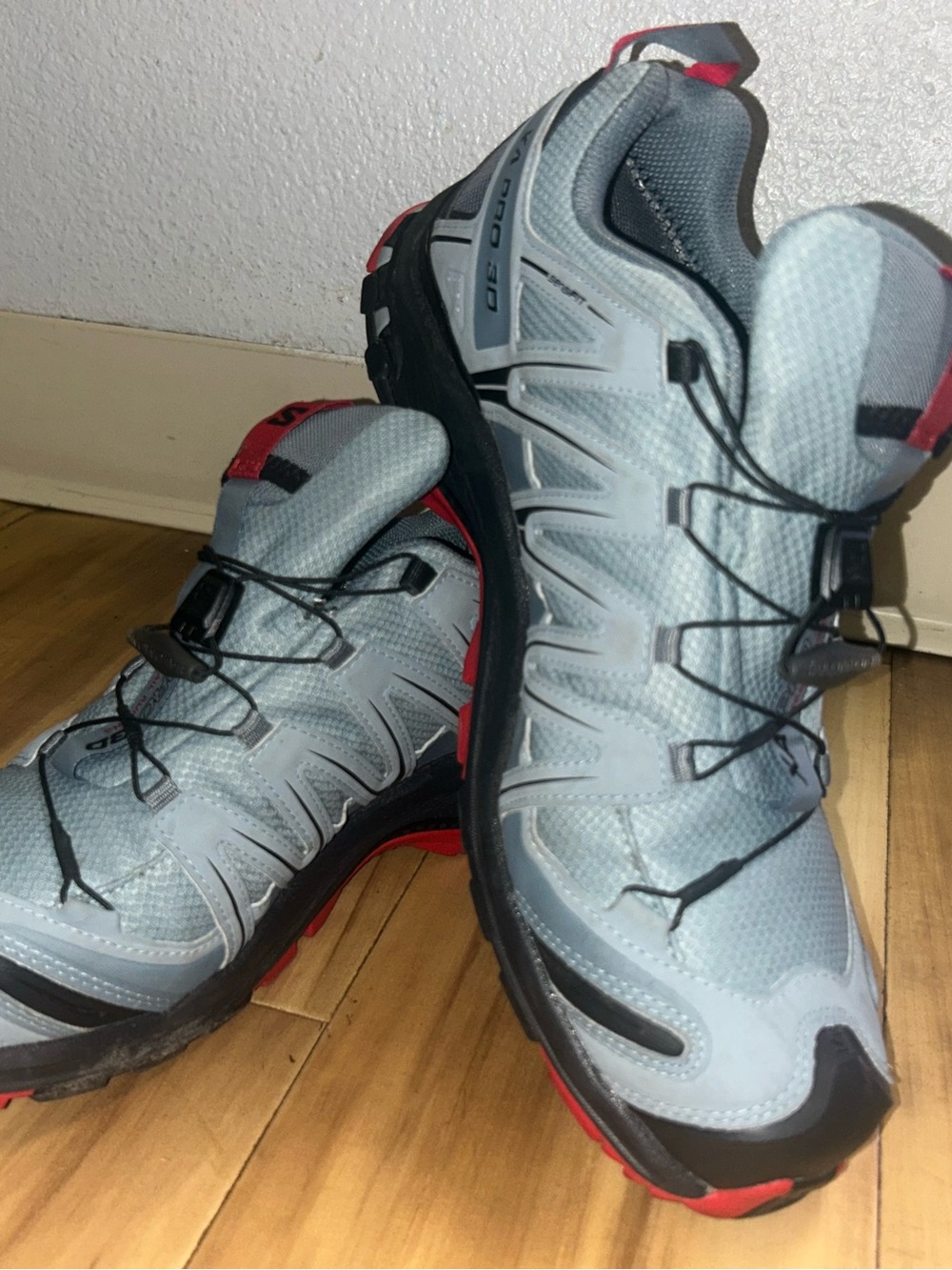Salomon Gray and Red Trail Running Shoes